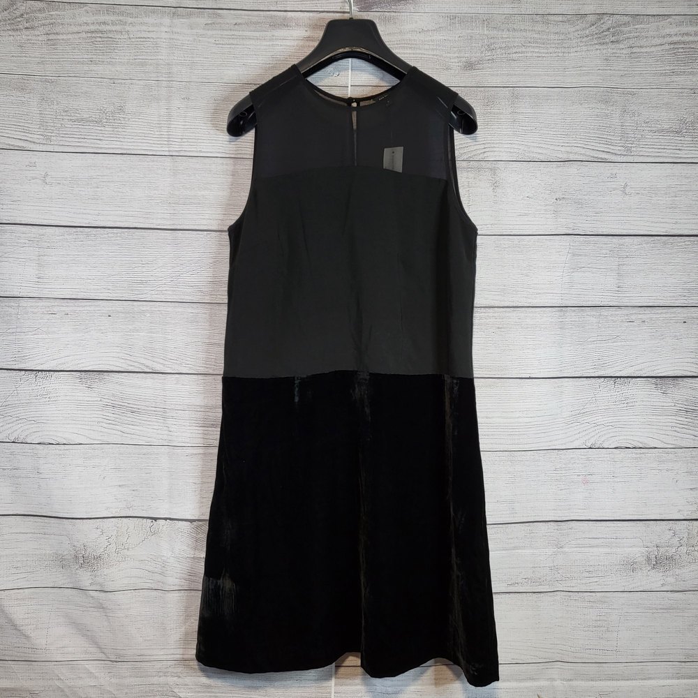 Ann Taylor Womens Black Velvet Sheer Sleeveless Lined Shift Dress Size 8 NWT
